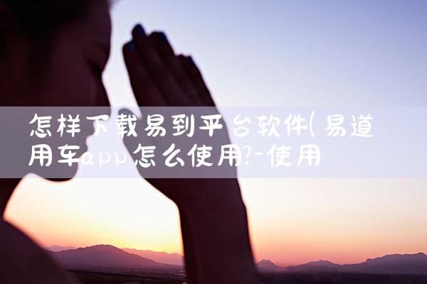 怎样下载易到平台软件